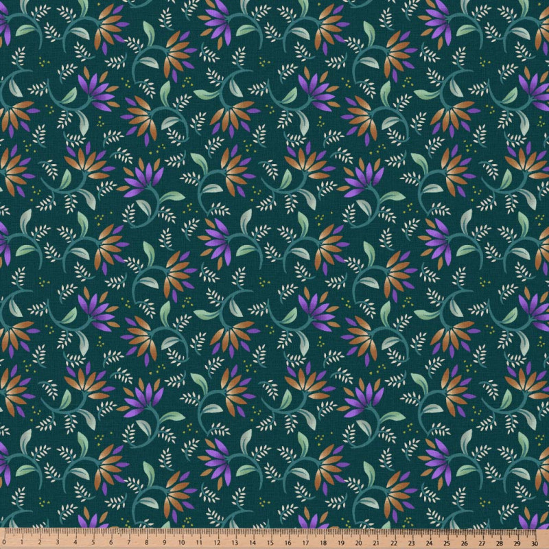 Printed Cotton AITANA Green / Violet